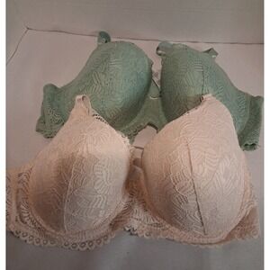 2 Dreamwear Lace Bras‎ Push Up Cream & Green Size 40C